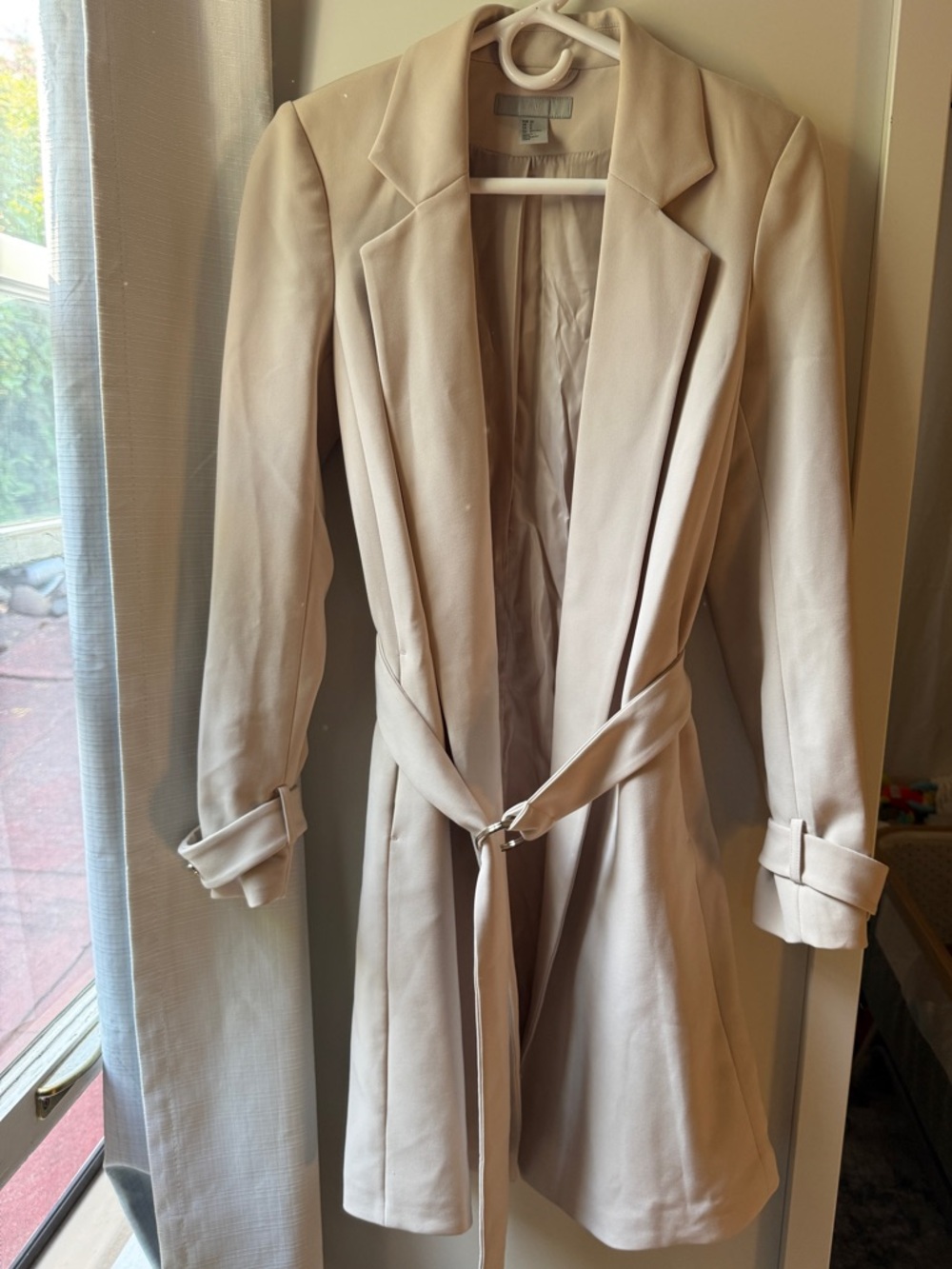 H&M Cream Trench Coat with Waist Tie